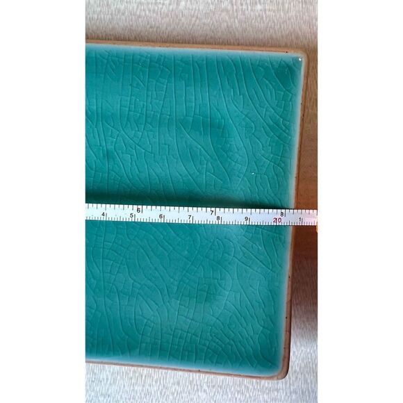 Rectangular Asian Green Crackle Ceramic Sushi Plates Le Gourmet Chef Set Of 4 - Picture 9 of 11